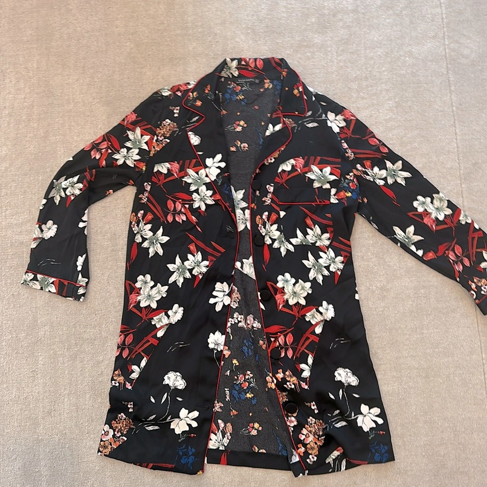 Zara long loose jacket floral